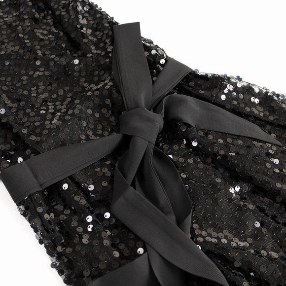Plunging V-Neck Sequin Wrap Belted Maxi Dress - Picture 8 of 10